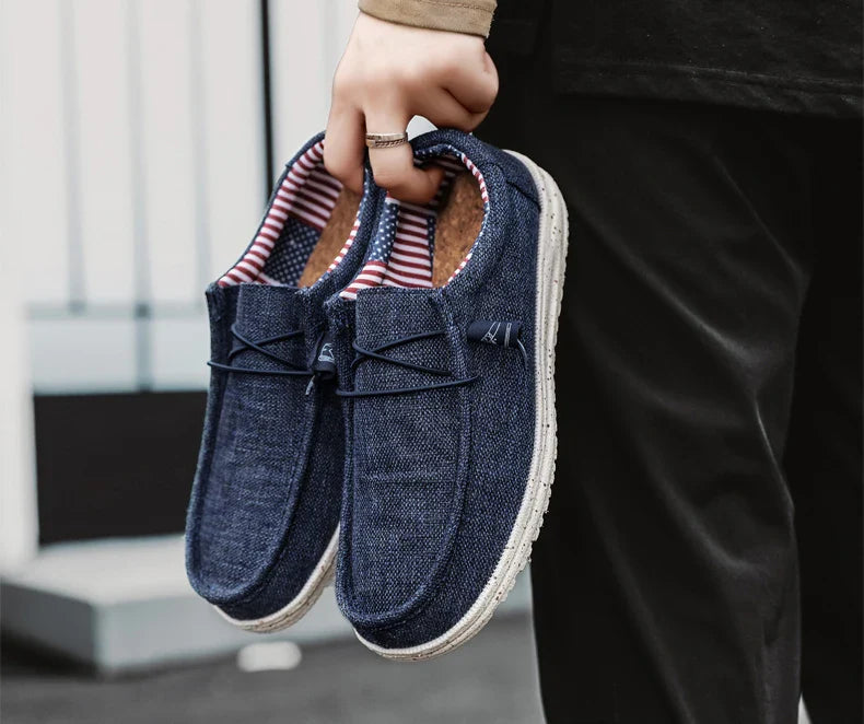 Men Casual Canvas Shoes Mens Loafers Breathable Slip on Flats Male Vulcanized Shoes Driving Shoes Plus Size 47 Walking Sneakers