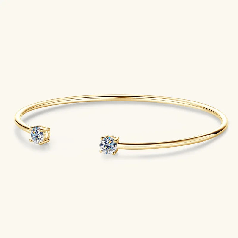 Dainty 0.5CT Round Brilliant Cut Moissanite Cuff Bangle for Women s925 Silver Lab Diamond Open Hand Chain Bracelet Gift