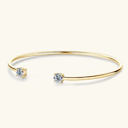 Dainty 0.5CT Round Brilliant Cut Moissanite Cuff Bangle for Women s925 Silver Lab Diamond Open Hand Chain Bracelet Gift
