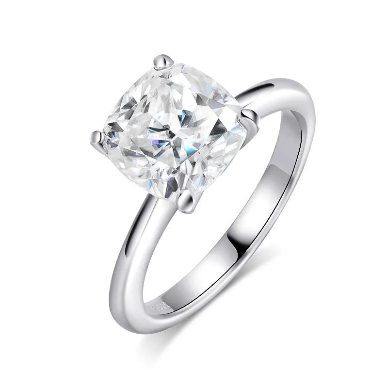 1CT 2CT 3CT 3.5CT 5CT Cushion Cut Moissanite Rings for Women Pass Diamond Test 925 Sterling Silver Wedding Band Wholesale