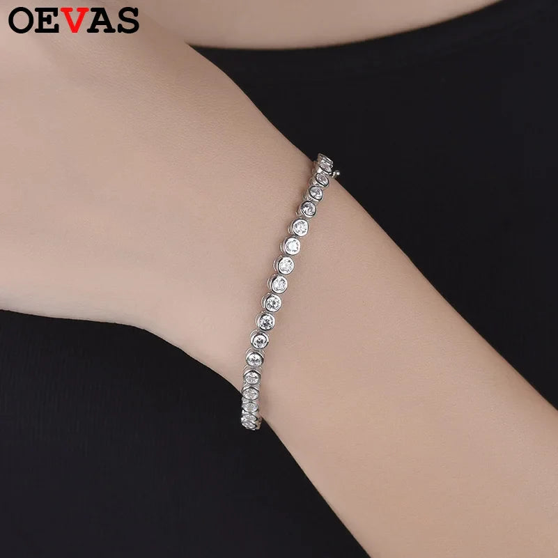 2mm Moissanite Bubble Tennis Bracelet For Women S925 Silver Sparkling Wedding Bracelet Can Pass Diamond Test Fine Jewelry