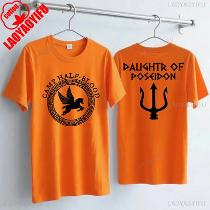 Camp Half Blood Men Women T-shirt 2 Sided TShirt Summer Greek Mythology Zeus Athena's Daughter Print Halloween Orange Tops