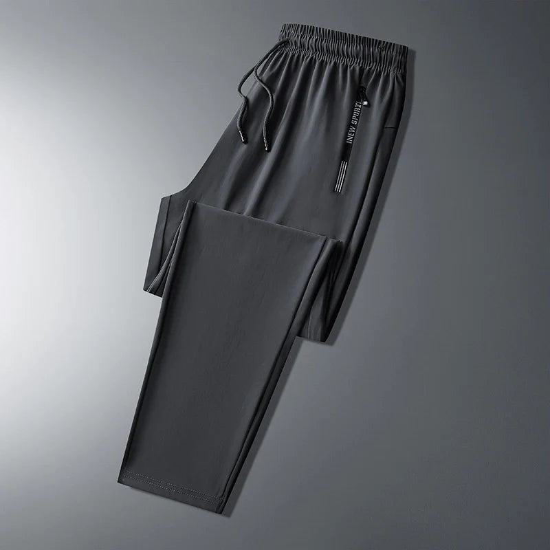 Ice Silk New Pants for Men's Summer Thin Style Sports Quick Dried Straight Leg Draping Wide Leg Pants Casual Long Pants for Men