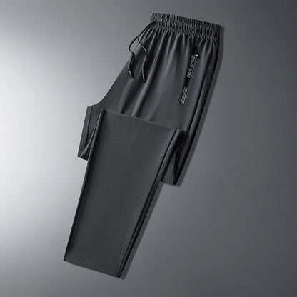 Ice Silk New Pants for Men's Summer Thin Style Sports Quick Dried Straight Leg Draping Wide Leg Pants Casual Long Pants for Men