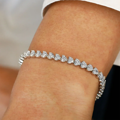 3/5/6.5mm Heart Cut Moissanite Tennis Bracelet with Certificates 925 Sterling Silver Sparkling Diamond Bracelets for Women