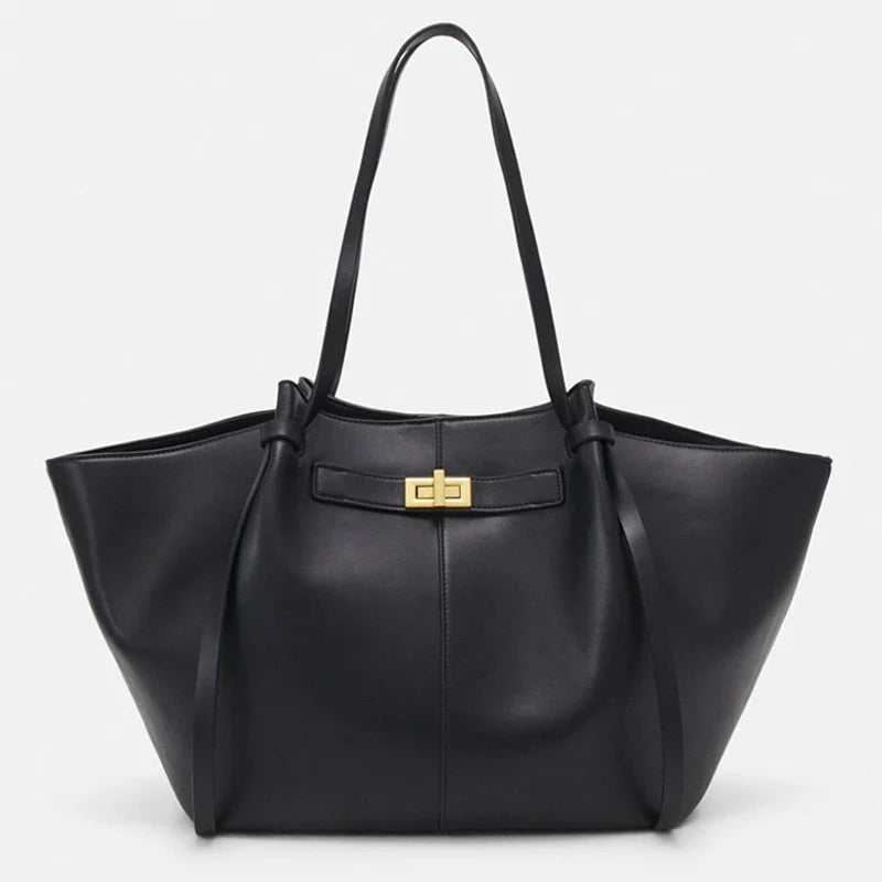 Fashion Large Capacity Trapeze Bag Designer Chic Lock Women Shoulder Bags Luxury Pu Leather Handbags Trend Underarm Bag 2025