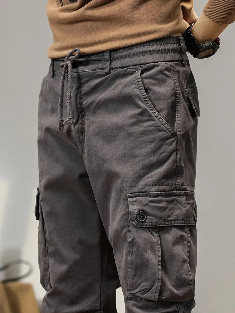 2025 New Multi-Pockets Spring Summer Cargo Pants Men Streetwear Zipper Leg Skinny Work Joggers Cotton Casual Tactical Trousers
