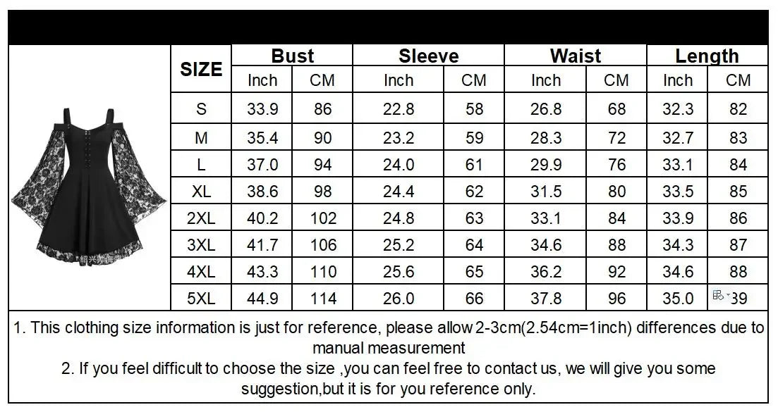 One-shoulder Lace Stitching Flared Sleeve Dress Literary Vintage Autumn Grunge Black A-line Dress Punk Partywear
