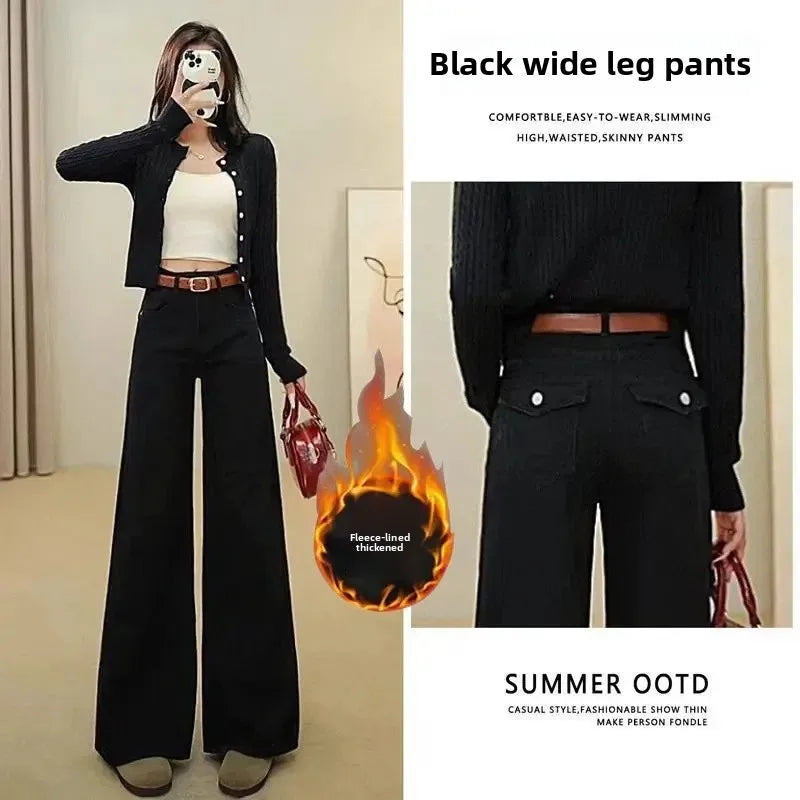 High Waist Wide Leg Black Jeans