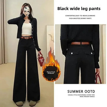 High Waist Wide Leg Black Jeans