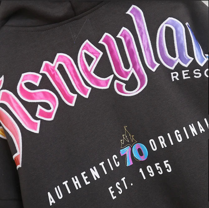 Mickey Mouse Cartoon Print Embroidery Fleece Sweatshirt Women Hooded Zipper