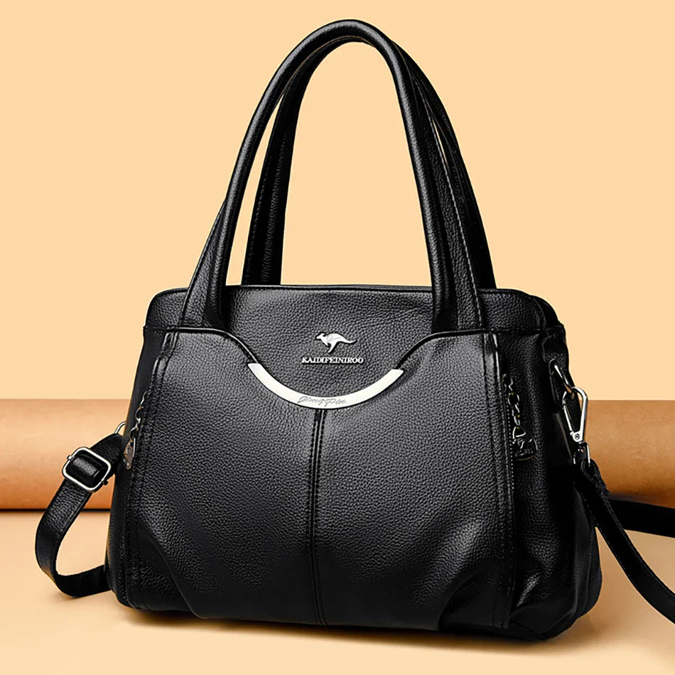 2024 New Multi Pocket Women's Handbag High Quality Soft Leather Female Shoulder Bag Luxury Designer Girl Tote Bolsas Sac A Main