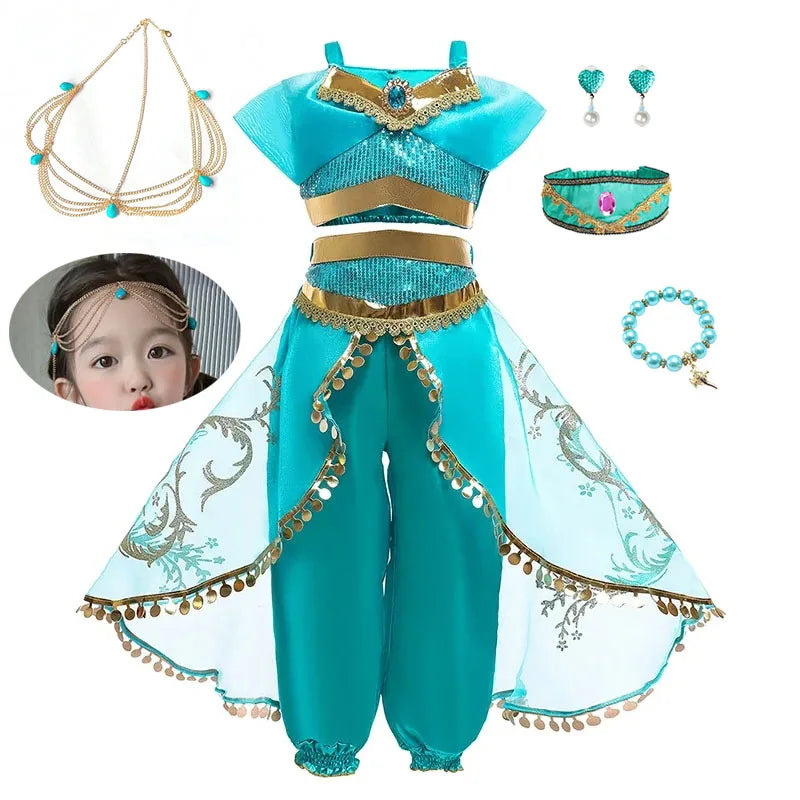 Girls Cosplay Costume Princess Dress Kids Magic Lamp Fancy Birthday Party Dresses Party Clothes 2-12Yrs
