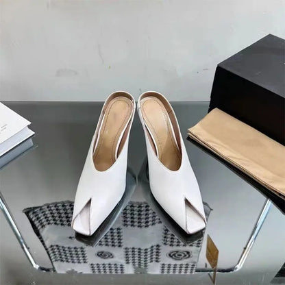 Show Style 10.5cm High Heel Fish Mouth Sandals Spring/Summer Black and White Fashion Sexy Professional Commuter Slippers Size 43