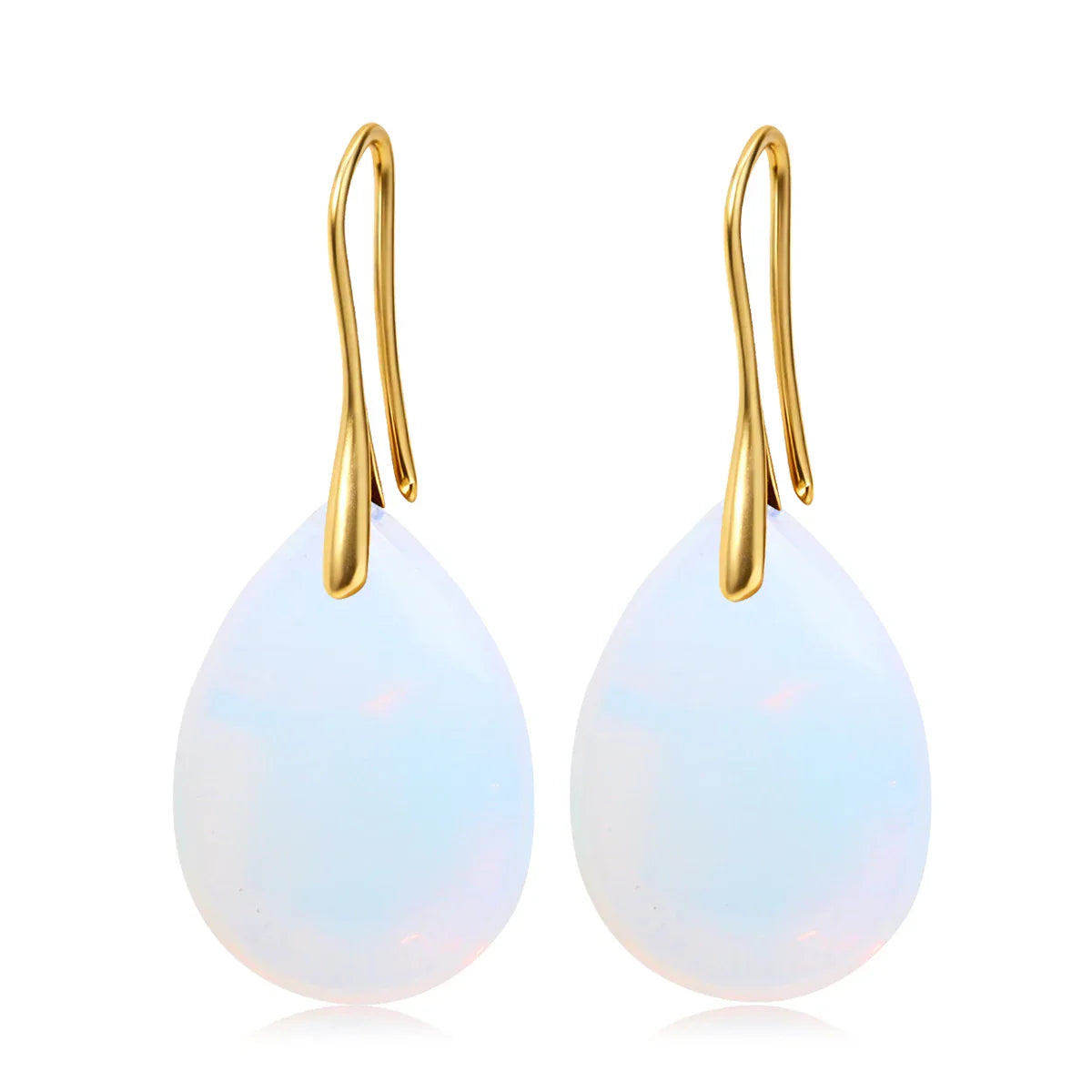 Natural Stone Pendant Women's Teardrop Earrings Elegant Gem Jewelry Creative Gift Black Obsidian Amethyst Rose Quartz Earrings