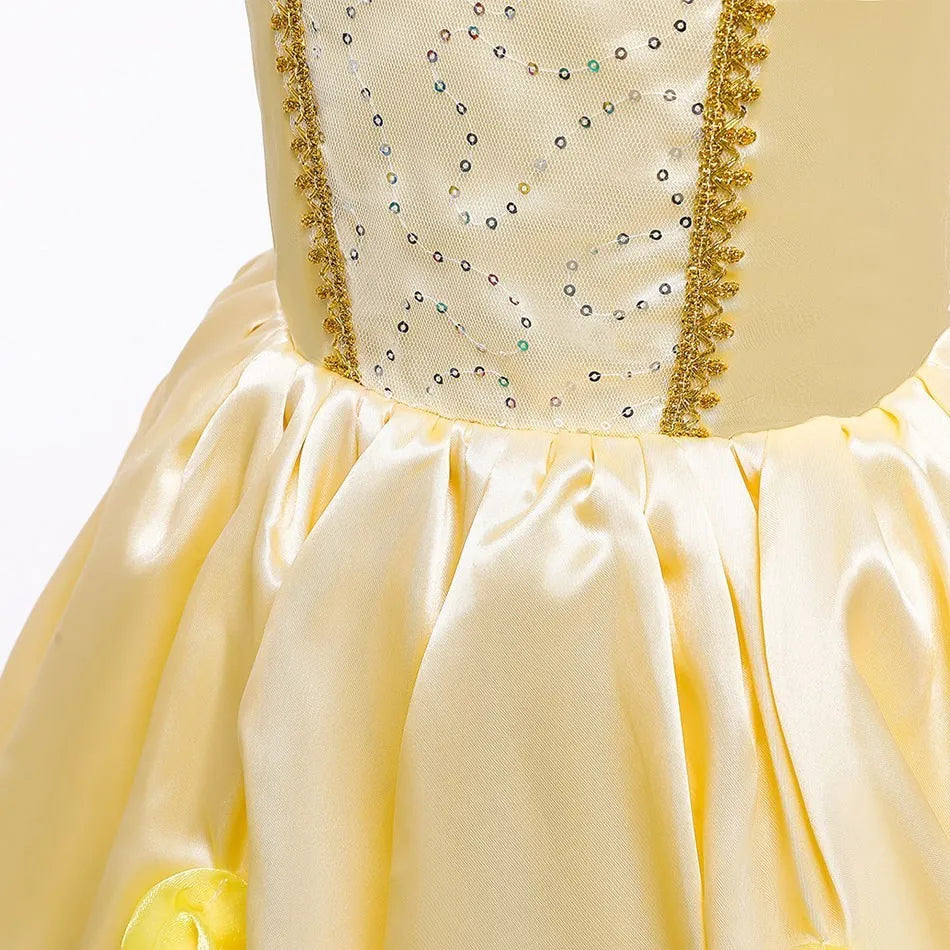 Fantasias de Aniversário para Meninas Vestido Infantil da Bela A Bela e a Fera Fantasia de Princesa Vestido de Bebê para o Natal e Halloween