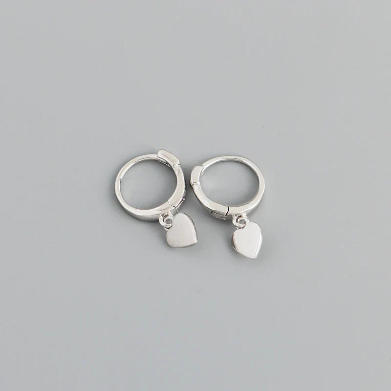 925 Sterling Silver INS Minimalism Sweet Love Heart CZ Zircon Hoop Earrings For Women Girl Small Ear Buckle Jewelry Gift