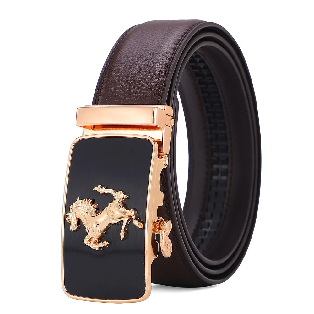 Automatic Buckle Men's Leather Belts Formal Eagle Horse Belt for Men Luxury Designer Brands Male Waist Strap Fashion Accessories