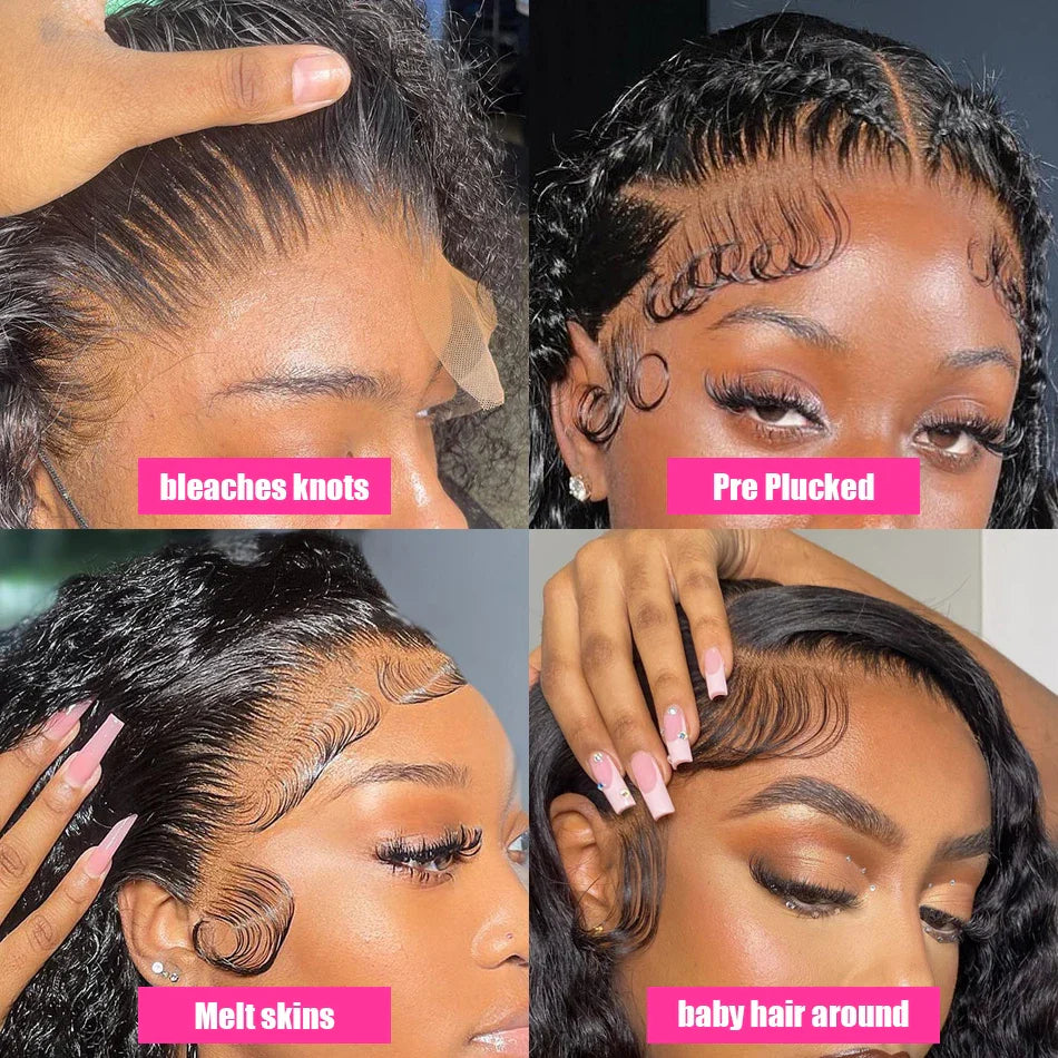 250% High Density 40 46inch Curly Wigs Raw Human Hair 13x4 13x6 HD Lace Frontal Wigs Human Hair Deep Wave Frontal Wigs on Clearance Sale Cheap Wig Pre Plucked with Baby Hair Original Vietnamese Wigs Wet and Wavy Water Wave La
