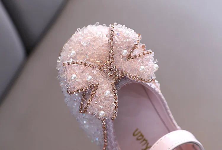 Children Princess Shoes Glitter Party Wedding Shoes for Girls Fashion Rhinestone Toddlers Ballet Flats Causal Kids Leather Shoes