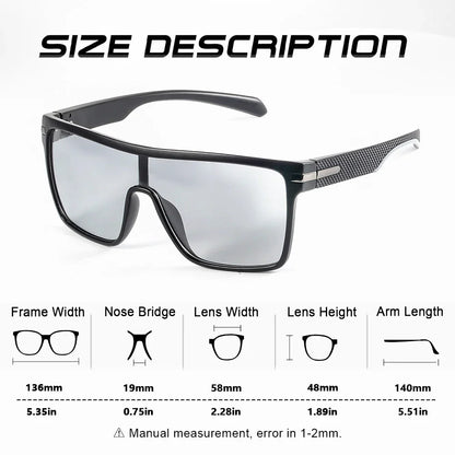 Fashion Photochromic Polarized Sunglasses Men Women Oversized Sun Glasses Male Night Vision Driving Goggles UV400