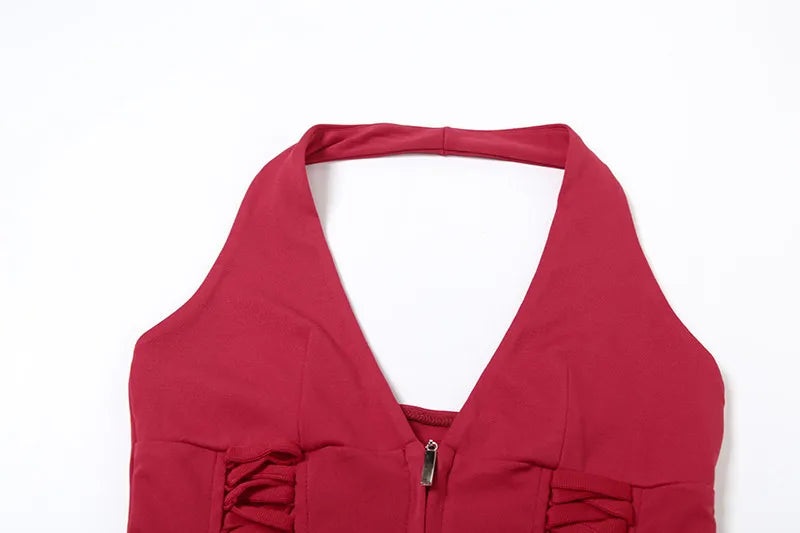 Sexy Fashion Vest Women Halter V-Neck Off Sleeves Backless Skinny Look Thinner Hot Chick Fashionable Atmosphere Style Top