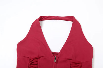 Sexy Fashion Vest Women Halter V-Neck Off Sleeves Backless Skinny Look Thinner Hot Chick Fashionable Atmosphere Style Top