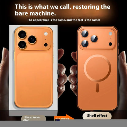 Stainless steel frame magnetic ultra-thin protective case, for iPhone 17 16 Pro Max, supports wireless charging, original