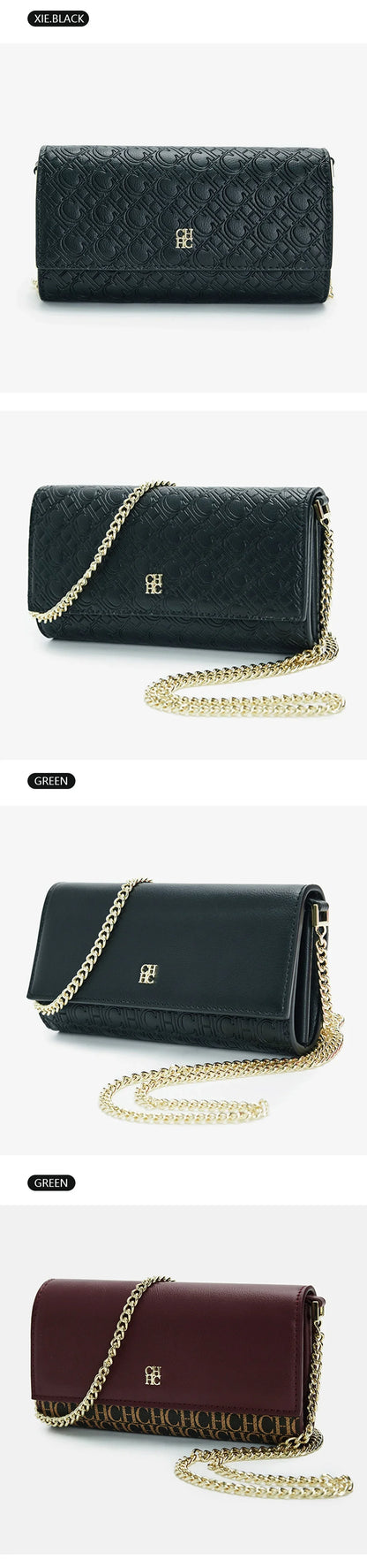 Bolsa de Ombro Feminina de Grife CH Elegante de Alta Qualidade com Estampa de Letras