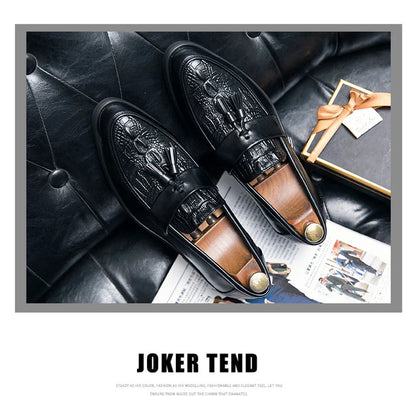 Men's Dress Shoes Formal Leather Loafers Male Tassel Social Casual Business Shoes For Men Wedding Office Party Leather Shoes