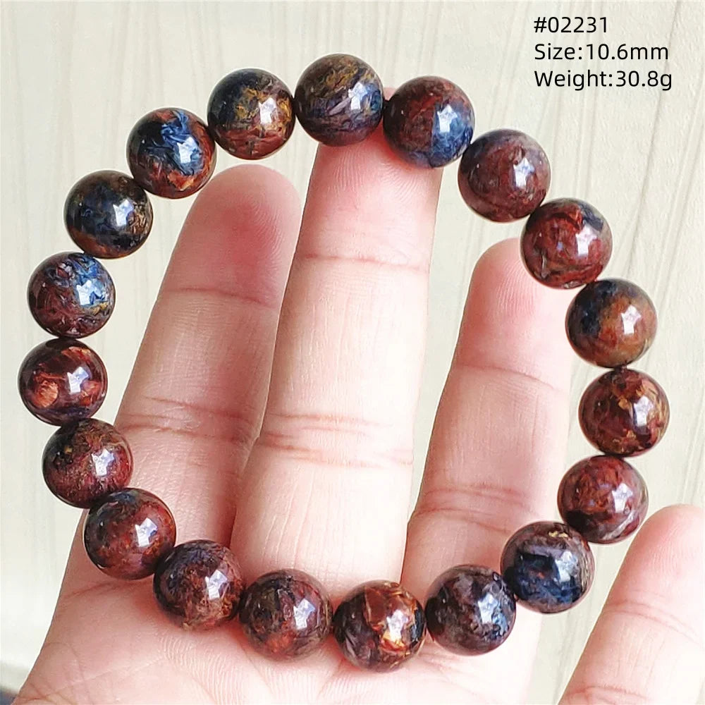 Natural Blue Pietersite Bracelet Women Men Beads Round Beads Chatoyant Cat Eye Fire Pietersite Namibia AAAAAA