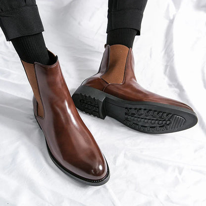 Classic Fashion Men Boots Winter Leather Shoes Autumn Business Chelsea Boots British Style Hombres Botas High Top Footwear Dress