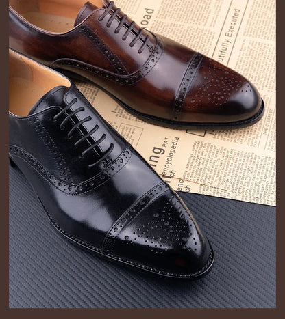 Luxury Mens Leather Wedding Shoes China Factory Hot Selling Handmade Genuine Men Formal Dress Shoes Lace-Up Classic Brogue Shoe