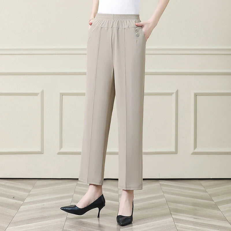Summer New Ice Silk Casual Trousers Thin Sports Loose Trend Straight Quick-drying Mom Trousers