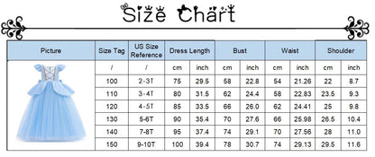 2026 Girl's Princess Cinderella Costume Classic Style Blue Ball Gown Dress Up with White Led Lights Outfit Dresses for Girls