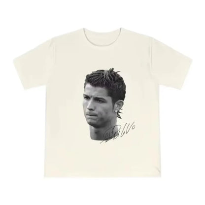 Cristiano Ronaldo Head T Shirt with Signature Trendy Graphic Tee Ronaldo CR7 Cristiano Ronaldo Shirt Ronaldo Vintage Football