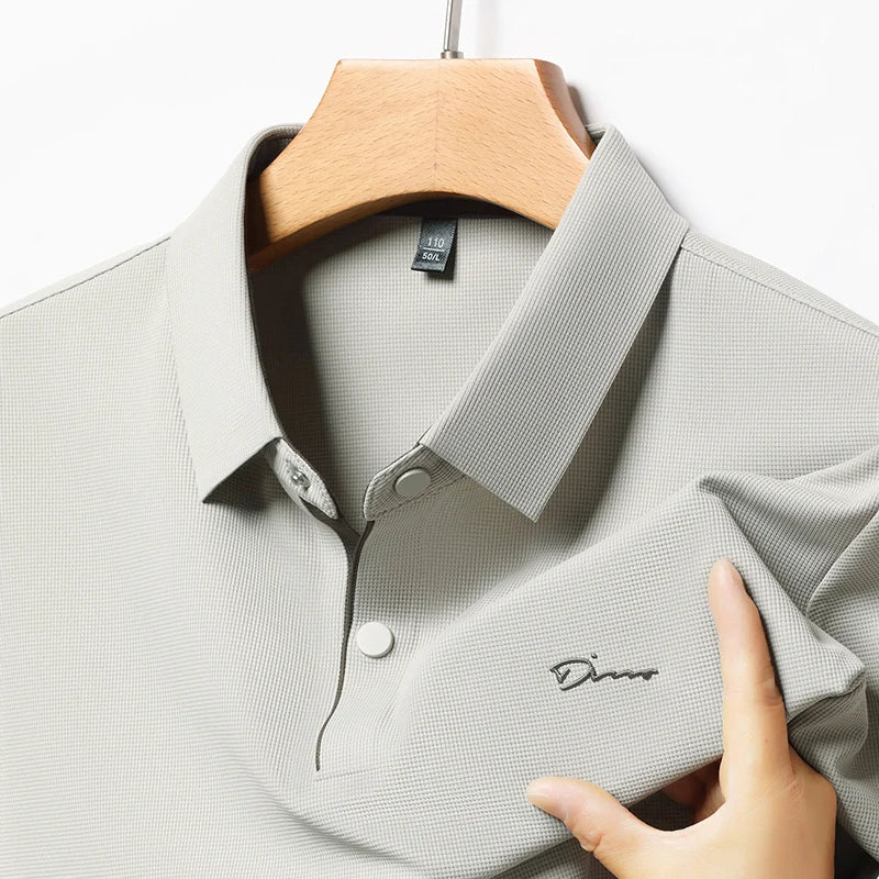 2025 High-end Brand Men's Short Sleeved Polo Shirt Summer Fashion D-letter Casual Business Ice Silk Cool T-shirt