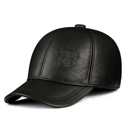 Warm Hat Man 2024 Winter Genuine Leather Baseball Caps Male Casual Cowhide Belt Ear Protect Sport Hockey Hunt Flight Casquette