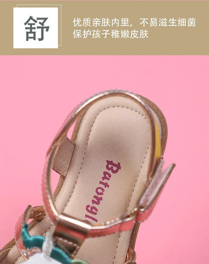Unicorn Cartoon Girls Sandals High Quality Kids Open-toed Sandals For Girl 2025 Summer Children Beach Swim Shoes Size 25-32