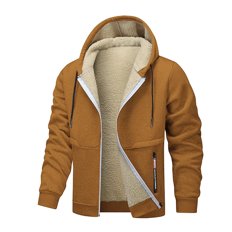 Animal Game Mens Casual Hooded for Men Fleece Sweatshirt Thick Sherpa Lined Hoodies Zipper Jacket Thick Heavyweight Sweatshirts