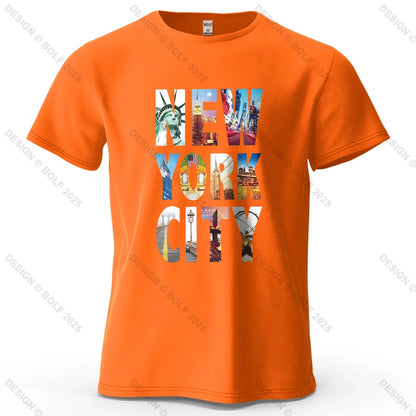 NYC Vibes Printed Men's T-Shirt 100% Cotton Oversized Urban Trendy Graphic Tees for Women Tops Tees Casual Streetwear