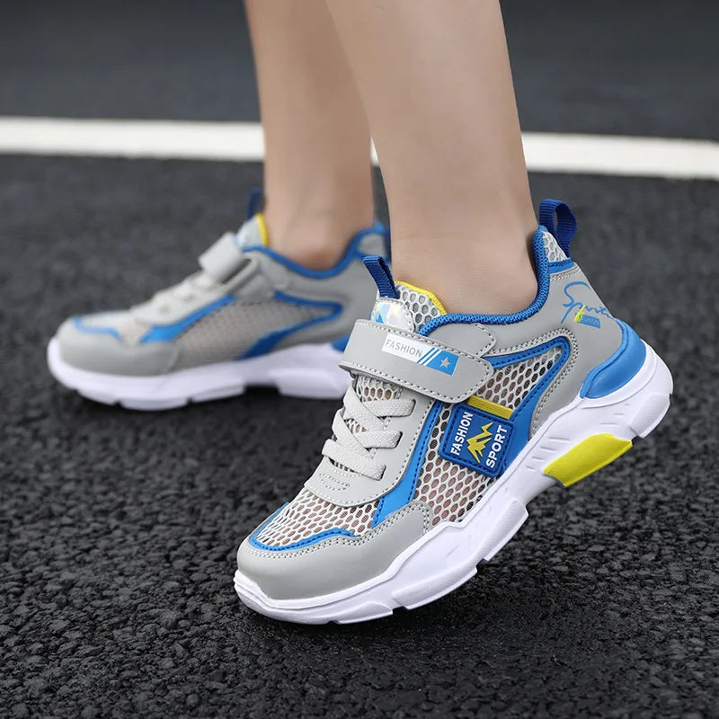 Kids Fashion Mesh Running Shoes Youngsters Teens Casual Walking Students Sneakers Breathable Soft Children Outdoor Sports Tennis
