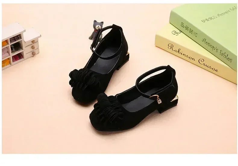 Fashion Girls Kids Children High Heeled Leathers Shoes Princess Sweet For Evening Party Show Children Leathers Shoes 27-37 Hot