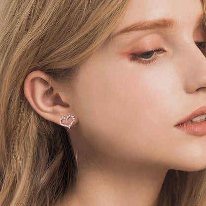 2mm Heart Full Moissanite Diamond Stud Earrings for Women 925 Sterling Silver Plated 18k Gold White Ear Studs Fine Jewelry