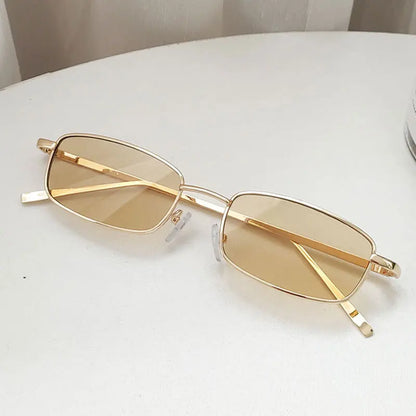 Fashion Small Rectangle Sunglasses Men Women Vintage Square Driving Sun Glasses Luxury Brand Metal Frame Eyewear