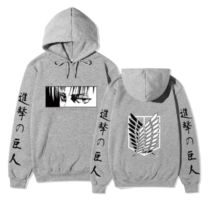 Hoodie Men Women 2025 Winter Cotton Sweatshirt Levi Ackerman Portrait Eye Patch Design Japanese