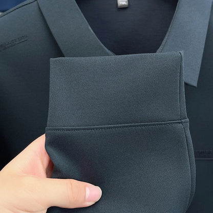 Original Design Men's Polo Shirt Lapel Long Sleeve T-Shirt Autumn New Letter Print Wrinkle-Free Fashion Business Casual Menswear