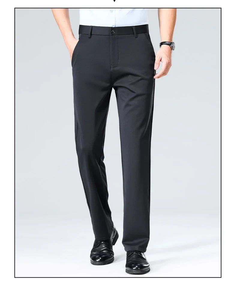 New Arrival Men's Stretch Pants Cool Classic Fit Flat Front Casual Pants Wrinkle Resistant Work Pants