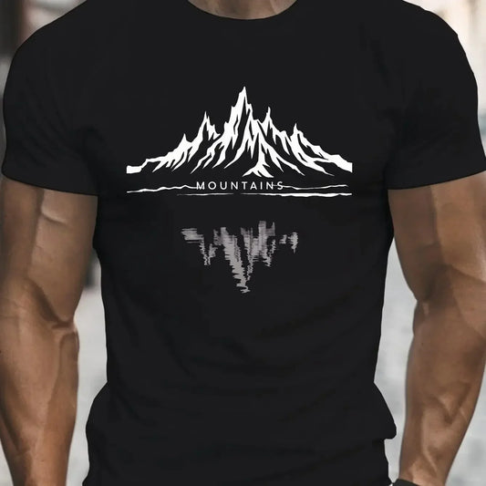 Summer New Men's Casual Short Sleeve 3D Mountain Graphic T Shirt for Men Outdoor Breathable Sports T-shirt Street Man Clothes
