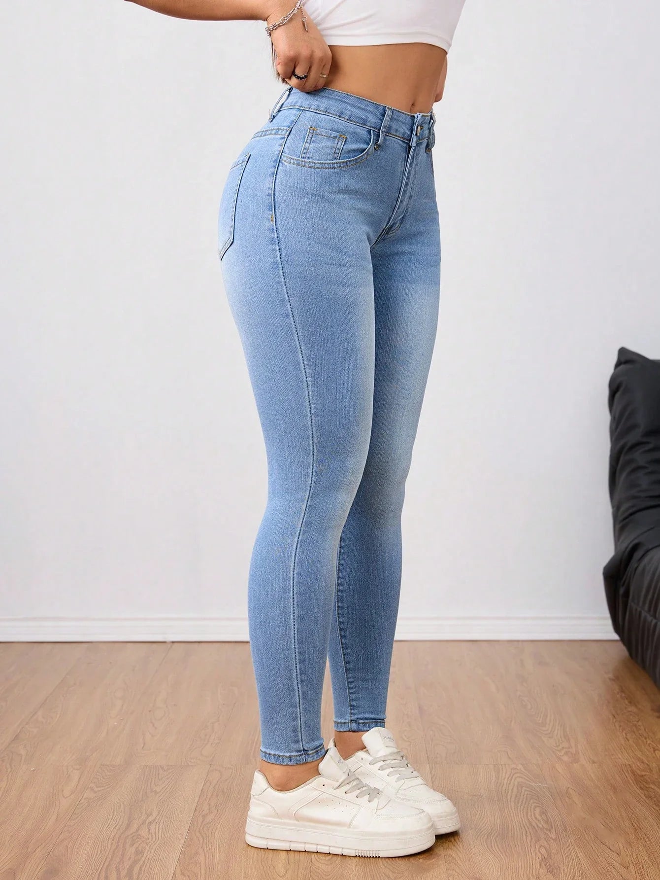Women's Light Blue Stretch Denim Skinny Pants